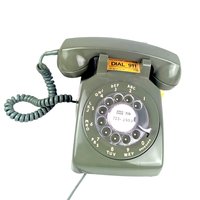 Vintage 1970s Olive Green Rotary Desk Phone: Mid Century Decor Prop