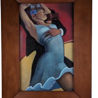 Vintage "Scarlet Dancer" Tango Print by Bill Brauer, Framed Wall Art