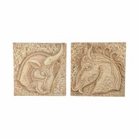 Vintage Greek Plaster Wall Plaques: Horse and Bull Relief Art