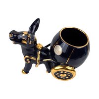 Vintage Italian Ceramic Donkey and Cart Figurine: Blue & Gold Decor