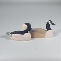 Vintage Carved Wood Ducks, Set of 2: Bill Wendlent Folk Art Bird Figurines