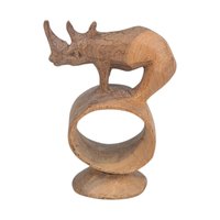 Vintage Hand Carved Napkin Rings, Set of 5 Wooden Safari Animal Napkin Holders, Kenyan Folk Art Table Decor, African Animal Hostess Gift