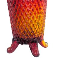 Vintage Imperial Amberina Glass Bud Vase: Lace Edge Diamond Point, Mid Century