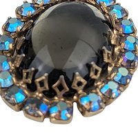Vintage Aurora Borealis Rhinestone Pendant: Gothic Glam Necklace