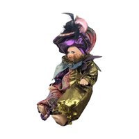 Vintage Harlequin Jester Porcelain Doll: Collectible Clown Decor