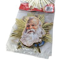 Vintage 1991 Santa Starburst Ornaments: Gold Foil Christmas Decor, Set of 4
