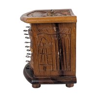 Vintage Carved Wood Coaster Set: Mixed Wood Barware with Holder