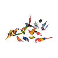 Vintage Painted Wood Bird Set: Plant Sitters and Magnets Lot, 12 Pieces