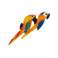 Vintage Painted Wood Bird Set: Plant Sitters and Magnets Lot, 12 Pieces