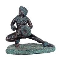 Vintage Polynesian Warrior Statue: Faux Bronze Hula Dancer Figure