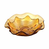 Vintage Viking Glass Bowl: Amber Epic Double Crimp Art Glass Dish