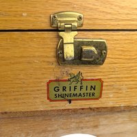 Vintage 1970s Griffin Shinemaster Shoe Shine Box: Oak Valet Stand