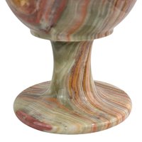 Vintage 1970s Carved Onyx Goblets: Set of 2 Banded Stone Chalices