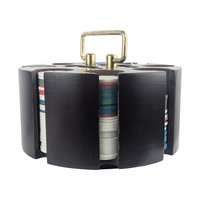 Vintage 1970s Rotating Poker Chip Caddy: Wood and Brass Carousel Game Set