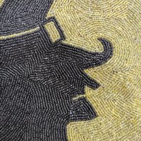 Vintage Beaded Witch Placemat: Spooky Halloween Table & Wall Decor