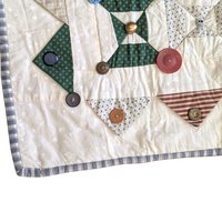 Handmade Patchwork Quilt: Vintage Style Throw Blanket with Button Accents