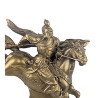 Vintage Guan Yu Statue: Chinese Warrior on Horseback, Gold Resin Figurine