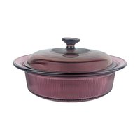 Vintage Cranberry Visions 2.5 Quart Casserole: Corning Glass Pan with Pyrex Lid