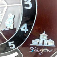 Vintage Vietnam Map Wall Clock: Mother of Pearl Inlay, Lacquerware Zodiac Clock