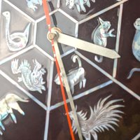 Vintage Vietnam Map Wall Clock: Mother of Pearl Inlay, Lacquerware Zodiac Clock