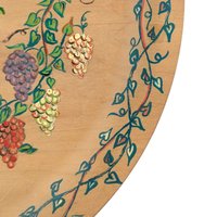 Vintage 1956 Hand Painted Wood Plate: Scandinavian Folk Art, Grapevine Decor