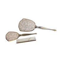 Vintage 3-Piece Vanity Set: Gold Tone Mirror, Brush, and Comb Dresser Set