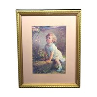 1930s Framed Children's Prints: Song of the Bluebird & Lark