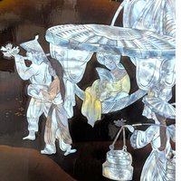 Vintage Vietnamese Mother of Pearl Panel: Lacquerware Wall Art Hanging