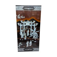 Vintage Vietnamese Mother of Pearl Panel: Torii Gate Lacquerware Wall Art