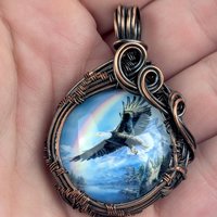 Handmade Copper Wire Eagle Pendant: Patriotic Wildlife Jewelry