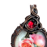 Copper Wire Wrapped Rose Pendant: Handmade Floral Statement Jewelry