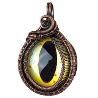Copper Wire Wrapped Eye Pendant: Handmade Fantasy Reptile Jewelry