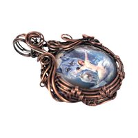 Copper Wire Wrapped Wolf Spirit Pendant: Handmade Mystical Jewelry