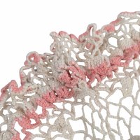 Vintage Crocheted Doily: Large Cream & Pink Hand-Knit Lace Centerpiece