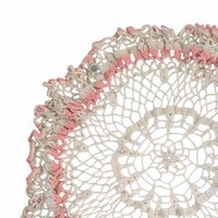 Vintage Crocheted Doily: Large Cream & Pink Hand-Knit Lace Centerpiece