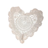 Vintage Crochet Doilies: Set of Three Off-White Heart & Rectangle Mats