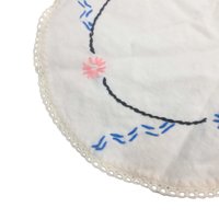 Vintage Embroidered Doilies: Set of Two Floral Linens with Crochet Edge
