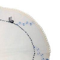 Vintage Embroidered Doilies: Set of Two Floral Linens with Crochet Edge