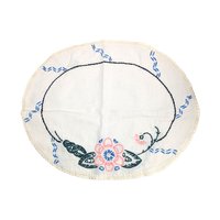 Vintage Embroidered Doilies: Set of Two Floral Linens with Crochet Edge