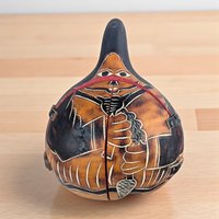 Vintage Gourd Nativity Scene: Hand Painted Peruvian Folk Art Retablo