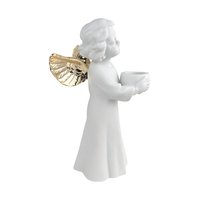 Vintage Dept 56 Choir Angel Candle Holder: Winter Silhouette Porcelain & Gold Figurine