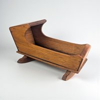Vintage Wooden Doll Cradle: Handmade Rocking Bed for Small Dolls Toy Furniture
