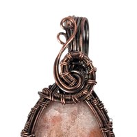 Handmade Copper Wire Wrapped Sunstone Pendant: Artisan Gemstone Jewelry