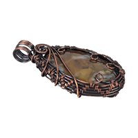 Copper Wire Wrapped Agate Pendant: Handmade Earthy Gemstone Jewelry