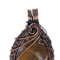 Copper Wire Wrapped Agate Pendant: Handmade Earthy Gemstone Jewelry