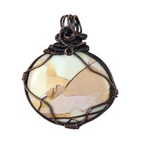 Copper Wire Wrapped Mookaite Jasper Pendant: Handmade Earthy Stone Jewelry