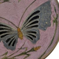Vintage Brass Enamel Butterfly Plate: Decorative Wall Hanging Made in India