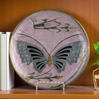 Vintage Brass Enamel Butterfly Plate: Decorative Wall Hanging Made in India