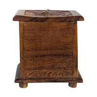 Vintage Carved Wood Coaster Set: Mixed Wood Barware with Holder