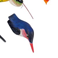 Vintage Painted Wood Bird Set: Plant Sitters and Magnets Lot, 12 Pieces